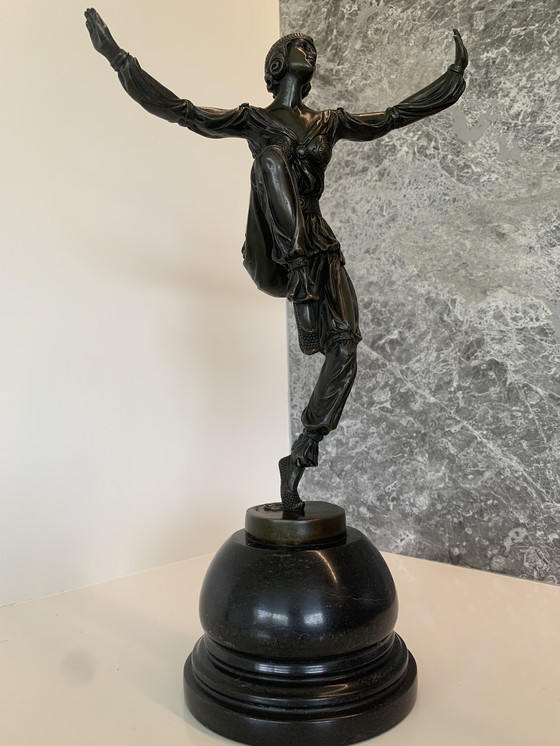 Image 1 of Statua in bronzo Art Déco di una ballerina di Pierre Lauel