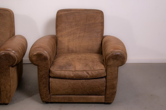 Image 1 of Sillones Mickey de Baxter Italia en piel nabuk color camel. Circa 1998