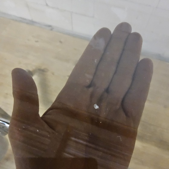 Image 1 of Vintage Gastone Rinaldi voor Rima chroom & rookglas eettafel + stoelen met kleurrijke bekleding (Itiliaans design)