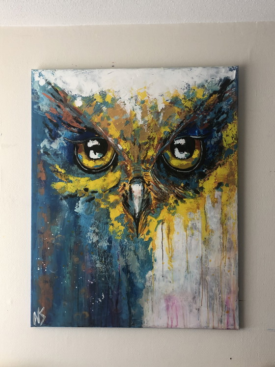 Image 1 of Abstract painting owl