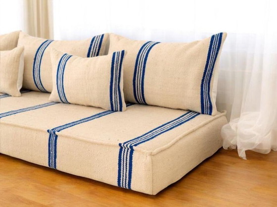 Image 1 of Handmade Moroccan Boujaad Kilim Floor Sofa