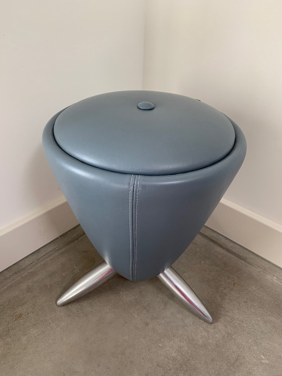 Image 1 of Leolux Bongo / Tamtam hollow Table d'appoint bleu gris Cuir