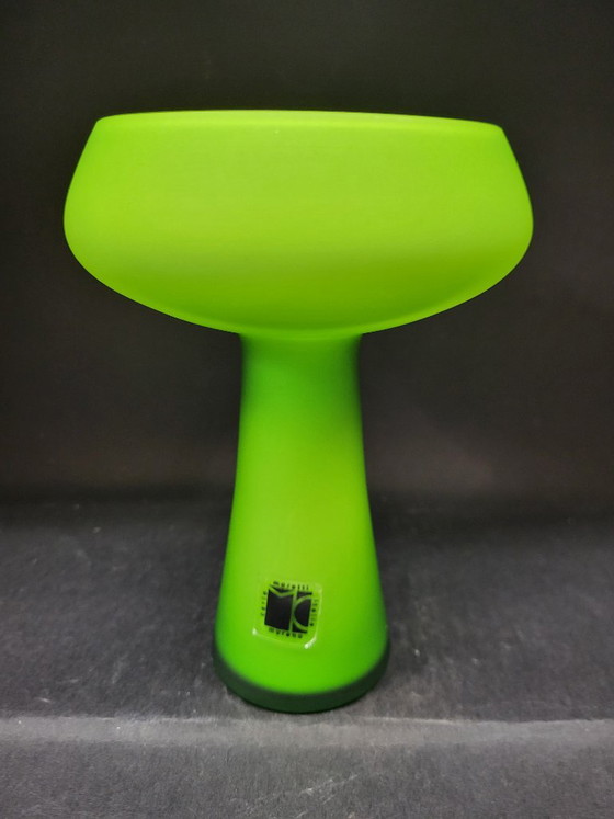 Carlo Moretti Murano vaas, limoengroen glas, Vazen, Murano Glas, Italian Design (foto 5 van 5)