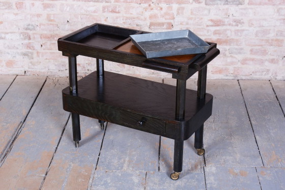 Gerestaureerde kubistische trolley, eikenhout, mahoniehout, herleefd Pools, Tsjechisch, jaren 1910 (photo 3 of 13)