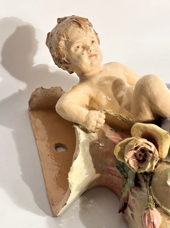 Keramik-Wandregal aus dem 19. Jahrhundert mit Putto und Muschel – Dekorative Objekte, Ceramic (photo 12 of 17)