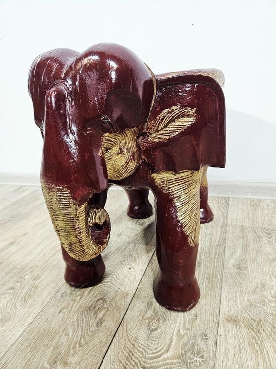Taburete auxiliar de elefante antiguo, siglo XIX (photo 11 of 15)