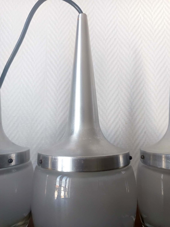 3x Lámparas colgantes Leuchten del personal de la era espacial 1970 – Staff Leuchten, Aluminium (photo 6 of 14)