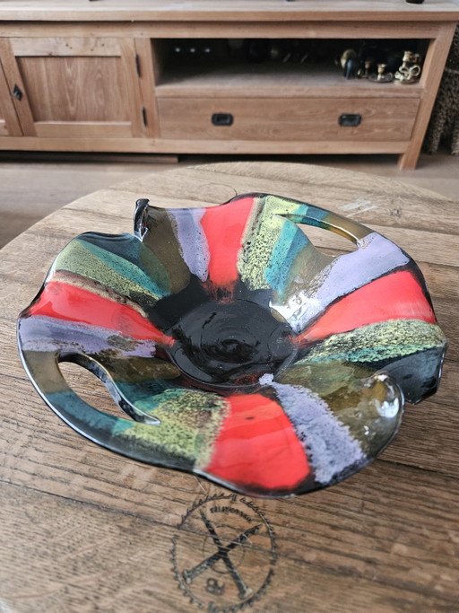 Bol en céramique Vallauris vintage – Design français années 60/70 – 24 cm