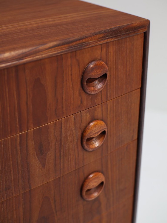 Image 1 of Tall spherical teak chest of drawers Danish vintage 1960s