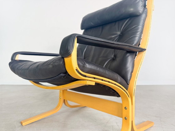 Image 1 of Sillón Siesta Westnofa de Ingmar Relling, de cuero negro, de mediados de siglo.