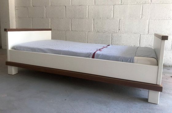 Image 1 of Cot convertible into junior bed, box spring, mattress, sheets, Hülsta Casalino model.