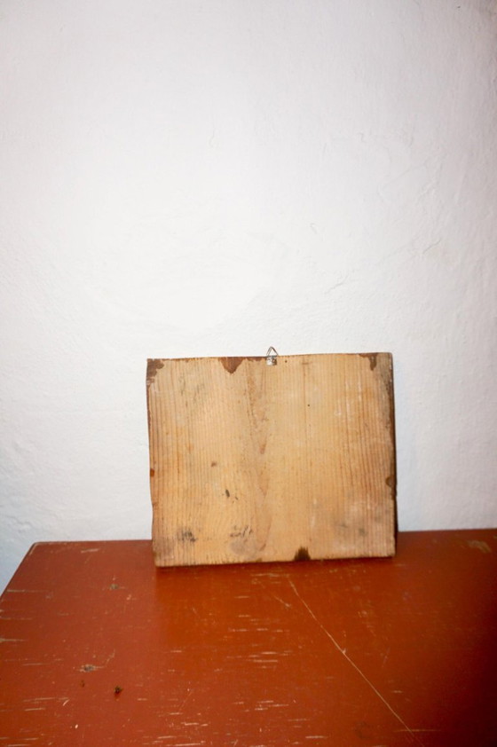 Image 1 of antique italian ex voto painting * 1894 folk art maritime devotional panel * naïve madonna boat scene * wood plaque