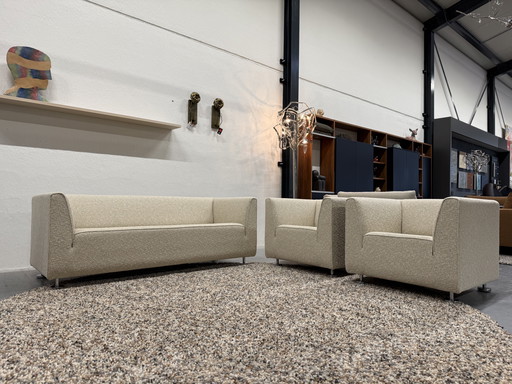 Gelderland Bank 2.5 Seater & 2 Armchairs moss Sahco fabric