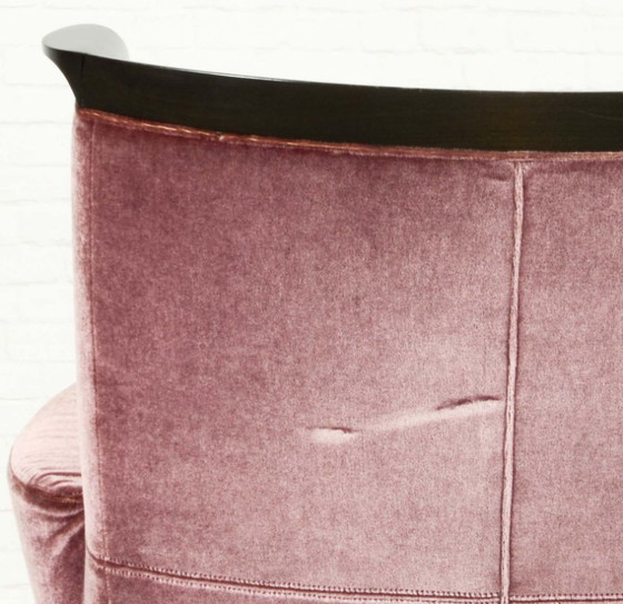 Image 1 of Poltrona lounge in velluto viola di design di metà secolo, disegnata da Umberto Asnago per Giorgetti, Italia, anni '70