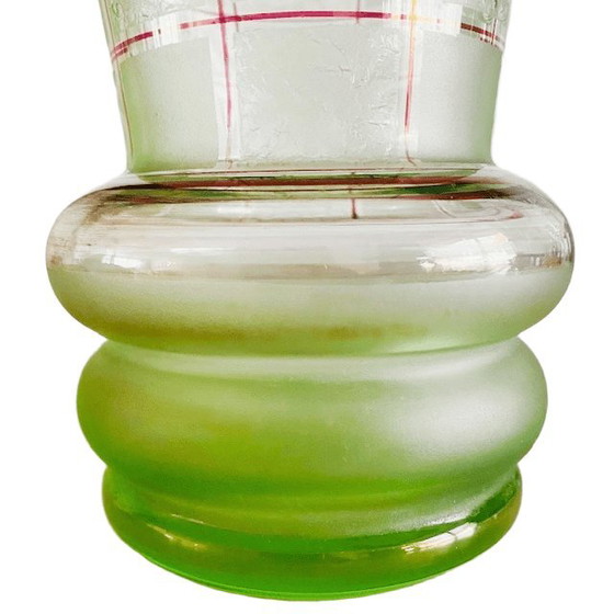 Image 1 of Vaso De Rupel in vetro verde Art Deco Booms con linee dorate, anni '30