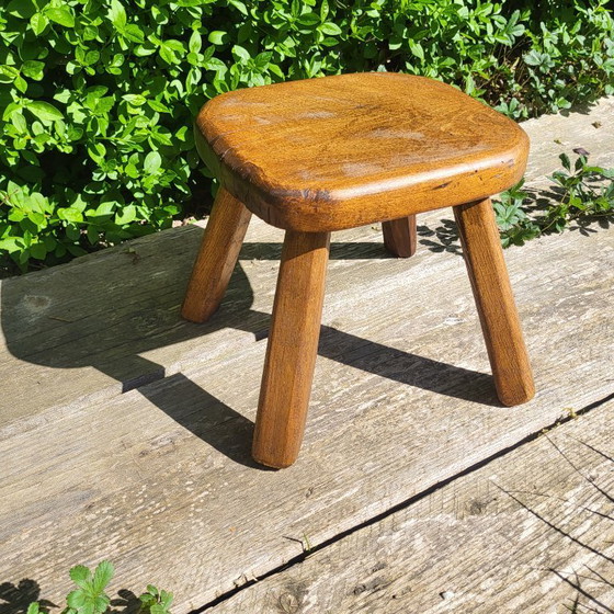 Image 1 of Milking Stool, Brutalist Shepherd in Solid Wood
