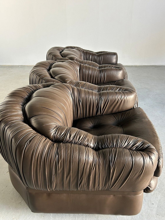 Image 1 of Vintage Three-Seater Sofa in Dark Brown Leather by Axel Di Pietrobon, 1970s Italy