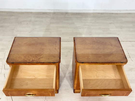 Image 1 of 2x Zeer mooie vintage nachtkastjes / bijzettafels / nachtkastjes in mid-century stijl