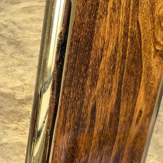 Image 1 of Mid-Century Modern Vloerlamp | Hout & Messing | Dimbaar | Jaren 70