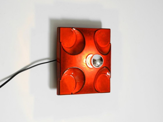 Image 1 of Drei schöne original 1970er Space Age rote Keramik-Wandlampen