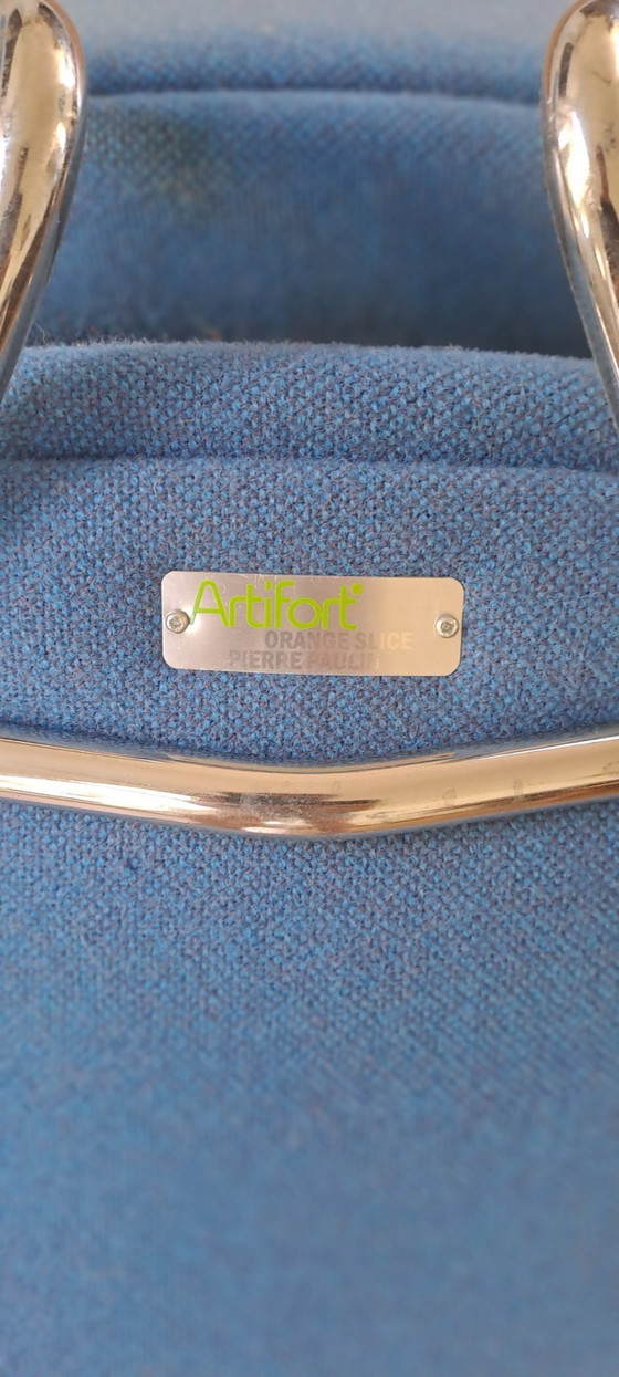 Artifort Orange Slice Van Pierre Paulin Met Voetenbank – Fauteuils, Metal, Textile (photo 7 of 7)