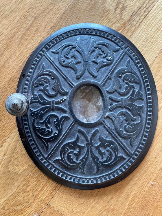 Image 1 of Antique cast iron stove with hearth set and bellows