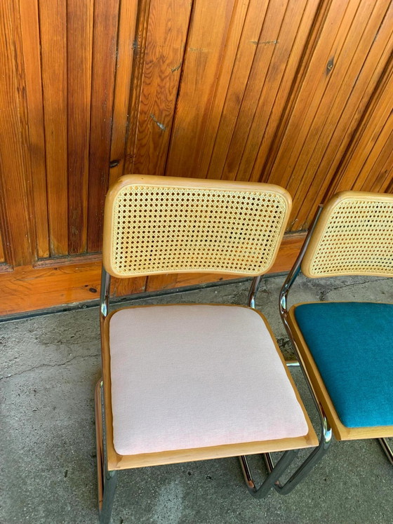 Mid-Century Modern Italian Marcel Breuer B32 Cesca Chairs, 70s set of 2, Dining chairs, Wood, Chrome, Brown (photo 4 of 9)