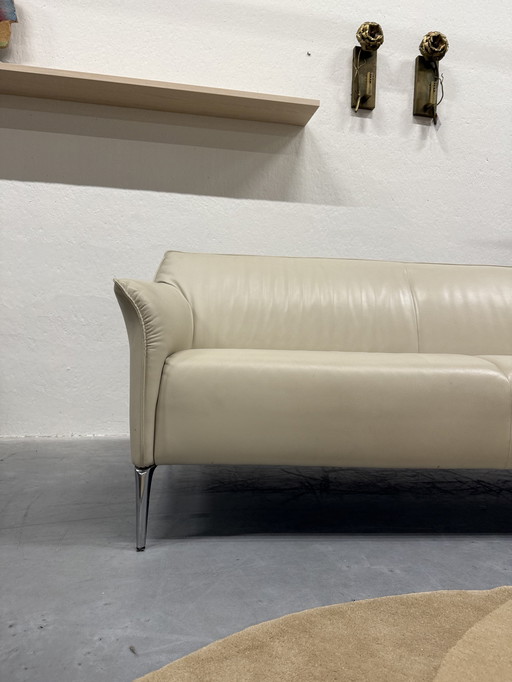 Leolux Mayon 3-Sitzer-Sofa Bimardo Leder Kieselstein