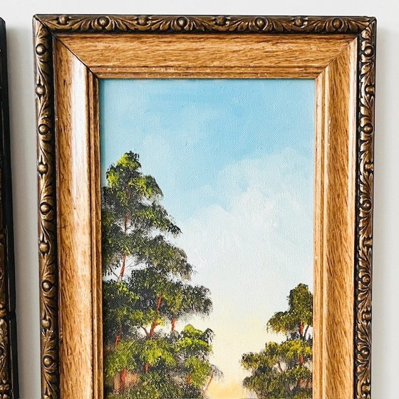 Image 1 of Set of vintage forest oil paintings trees landscape