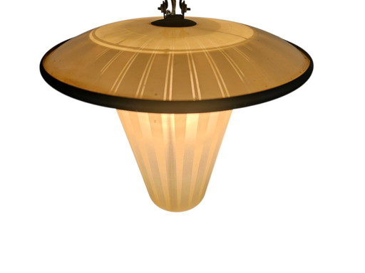 Suspension - laiton - cuivre - lampe lanterne - années 1950