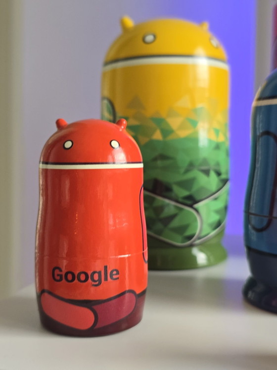 Set di Matrioske in Legno Google Android Ufficiale Estremamente Raro 6 pezzi, Oggetti decorativi, Multicolore (foto 8 di 14)