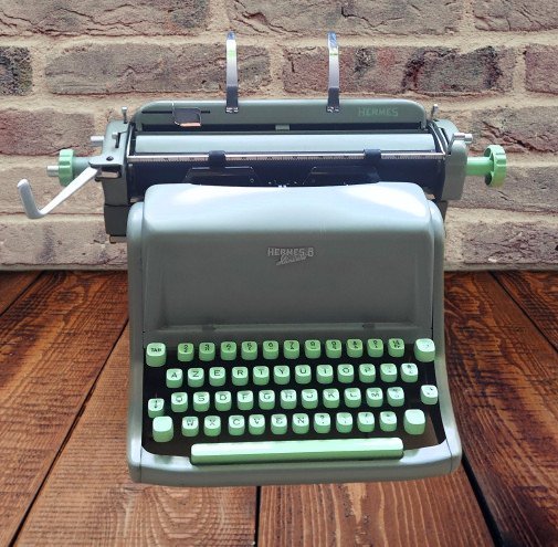 Hermes 8 Standard Typewriter Gray And Mint From 1962