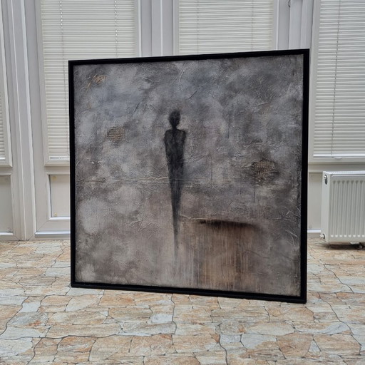 Contemporary art handmade painting modern figurative 100x100 cm