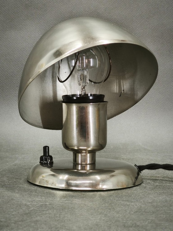 1930s Bauhaus Nickel-Plated Table Lamp, Czechoslovakia – Metal (photo 7 of 8)