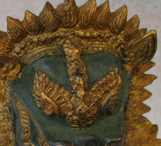 Image 1 of Perro Foo, Latón Dorado Grande 29 Cm, León Khmer / Singha - Altamente Detallado Y Ornamentado