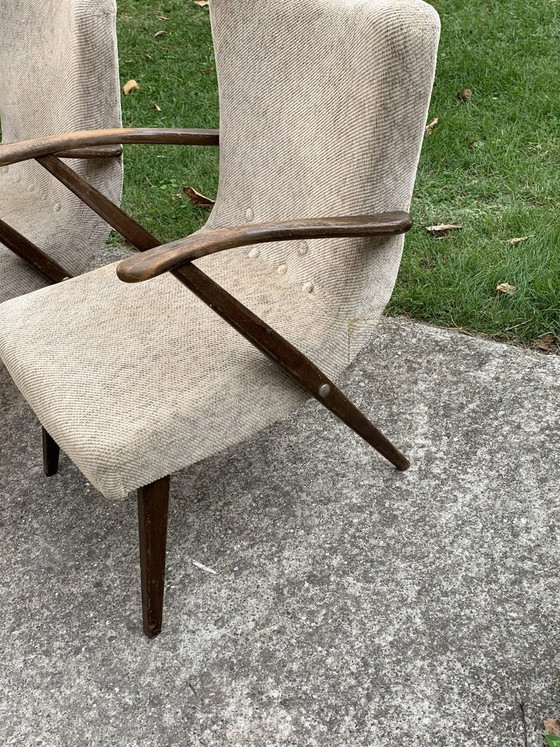 Art Deco Side Chairs and Stool, 1940s, Set of 3 – Armchairs (photo 6 of 7)