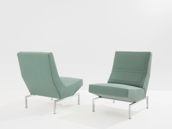 Image 1 of Pierre Paulin CM236 fauteuils, chroom satijn wollen fluweel, 1960