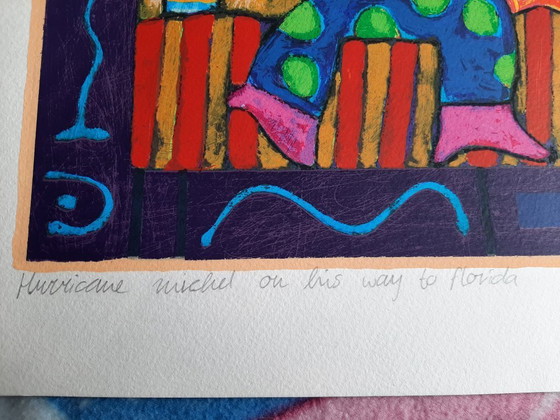 Image 1 of Clemens Briels, Serigrafía, Título, El huracán Michel se dirige a Florida