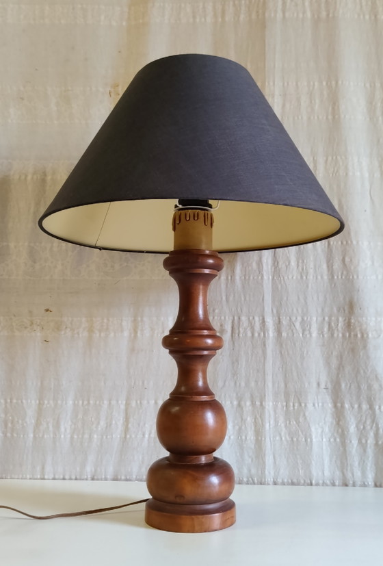 Table lamp base in solid turned wood - mid-20th century (photo 6 of 8)