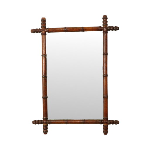Antique Wooden Faux Bamboo Mirror