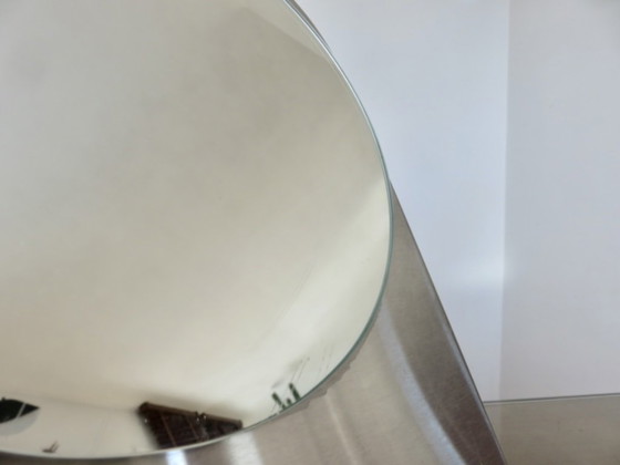 Stainless Steel Table Mirror, France, 1970, Metal, Glass, Silver, Modern (photo 9 of 13)