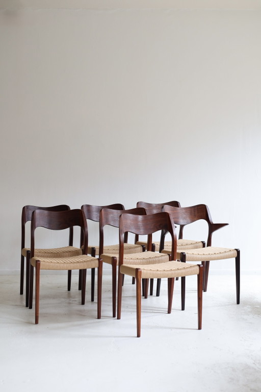 Set di 7 sedie da pranzo di Niels Otto Møller