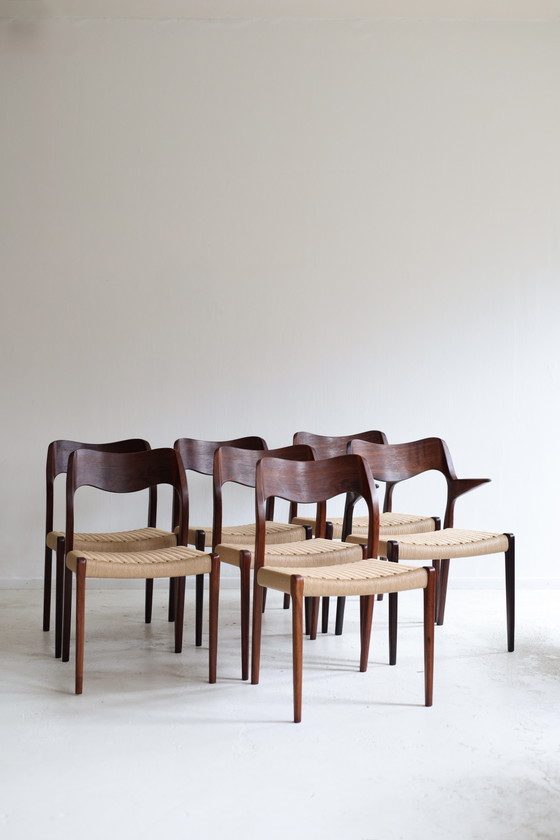 Image 1 of Set di 7 sedie da pranzo di Niels Otto Møller