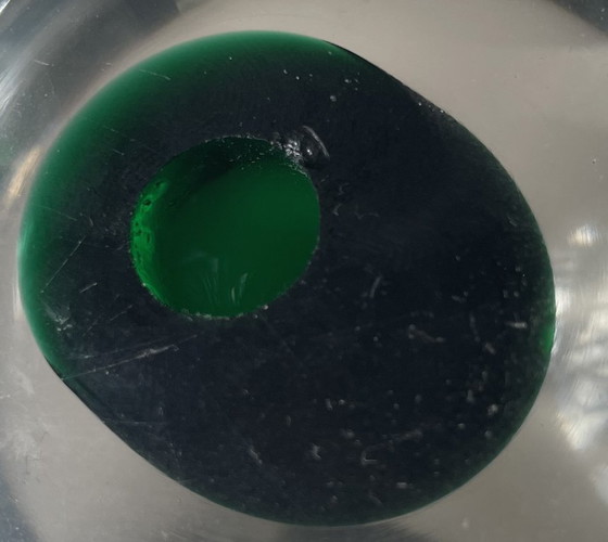 Image 1 of Murano - Vintage handgeblazen donkergroen glasobject