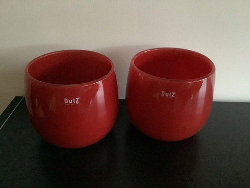 Dutz rode bloempotten twee stuks 