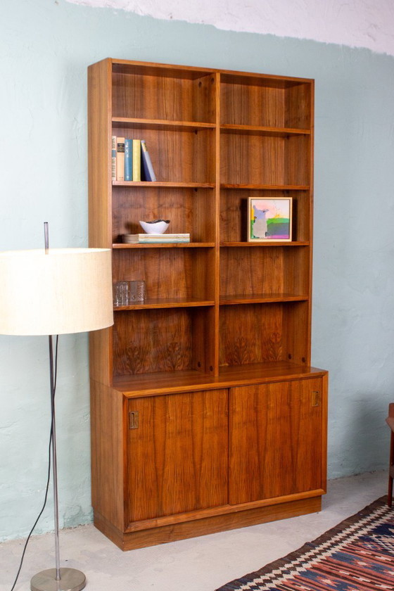 Image 1 of Vintage teak and walnut bookcase, highboard, chest of drawers, mid-century modern, 1960s