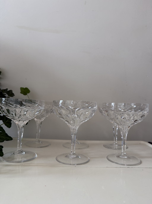 Ensemble de 6 coupes à champagne vintage en cristal