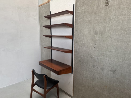 Image 1 of Kai Kristiansen teak desk wall shelf set from the 1960s