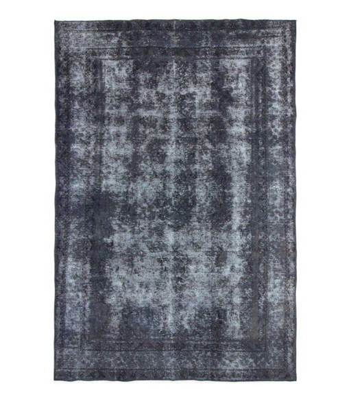 Alfombra Oriental Anudada a Mano Vintage Art Clásico y Diseño en Relieve 277 x 185 cm Color Negro