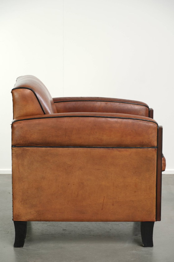 Sehr interessanter Art Deco Design Sessel aus Schafsleder mit tollem Design und schönen Farben – Leather (photo 3 of 12)